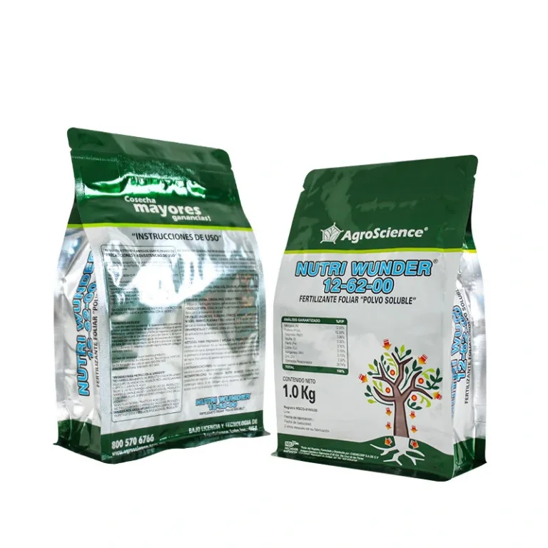 Silver foil flat bottom bag for water-soluble agricultural fertilizer