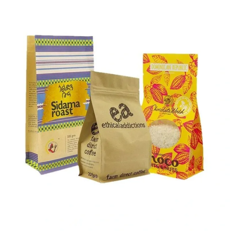 Assorted kraft paper coffee & chocolate flat bottom bags