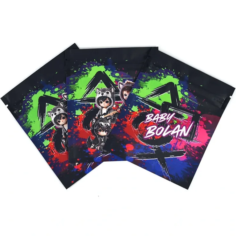 Cartoon printed resealable three-side seal pouch