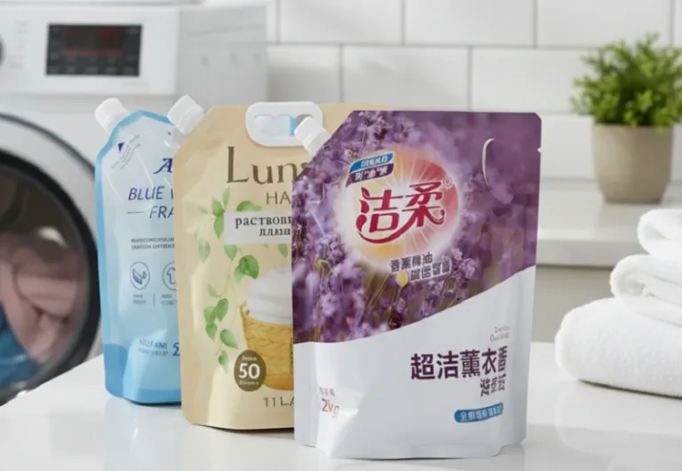 Detergent pouches with handle
