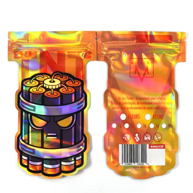 Grenade shaped holographic zipper pouch