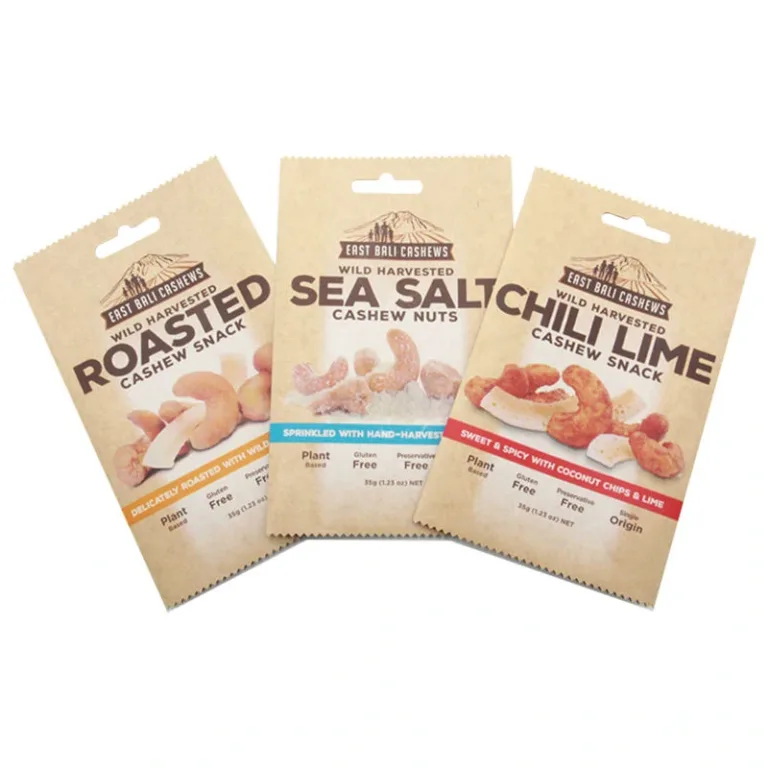 Kraft three-side seal bag for cashew nuts
