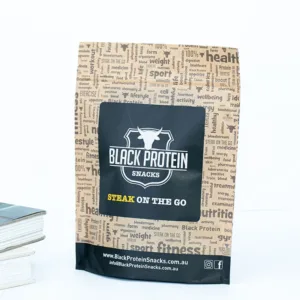 Newspaper print kraft stand up protein beef snack bag