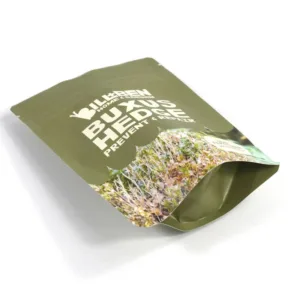 Olive green printed kraft resealable plant care bag
