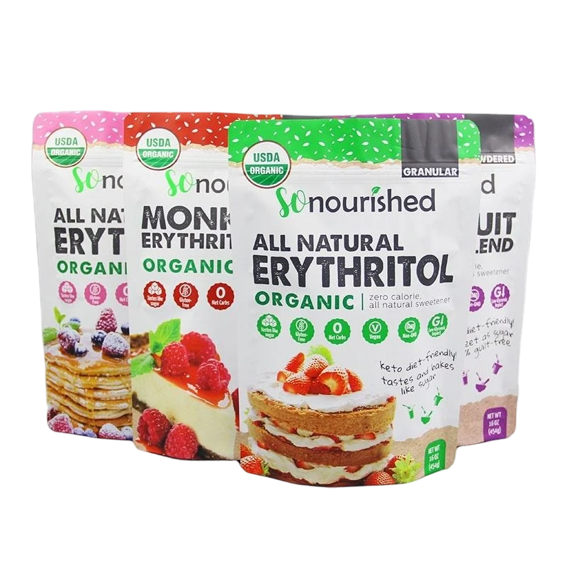 Organic erythritol sweetener resealable pouches set
