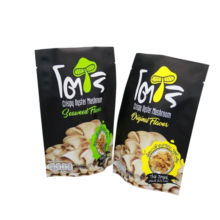 Thai crispy oyster mushroom snack zip bags