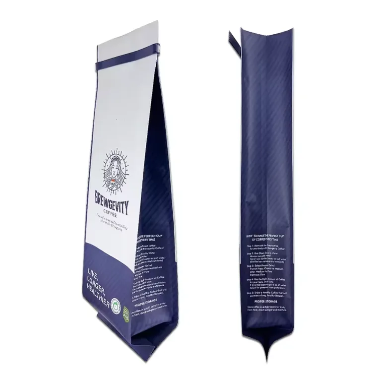 Two-tone purple custom side gusset pouch for Brewgevity specialty roasted coffee