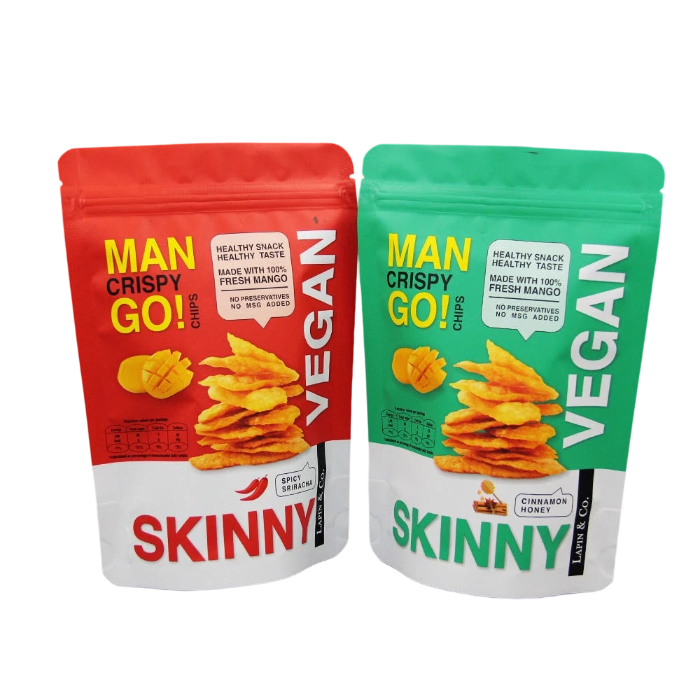 Vegan mango crispy chip resealable snack bags