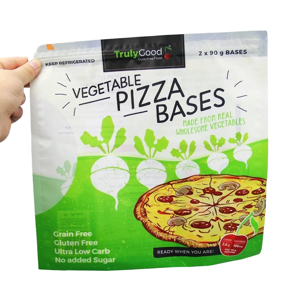 Gluten free vegetable pizza base printed zipper food bag
