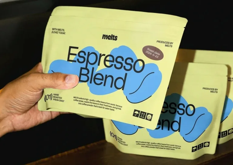 Light yellow matte coffee stand up pouch with degassing valve