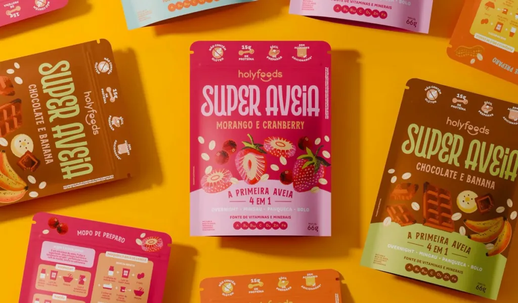 Multi flavor super oatmeal breakfast food zipper pouches collection