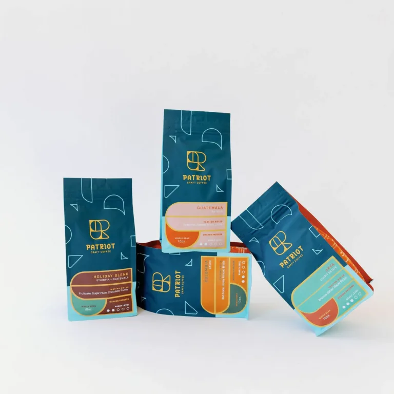 Patriot craft coffee printed flat bottom pouch