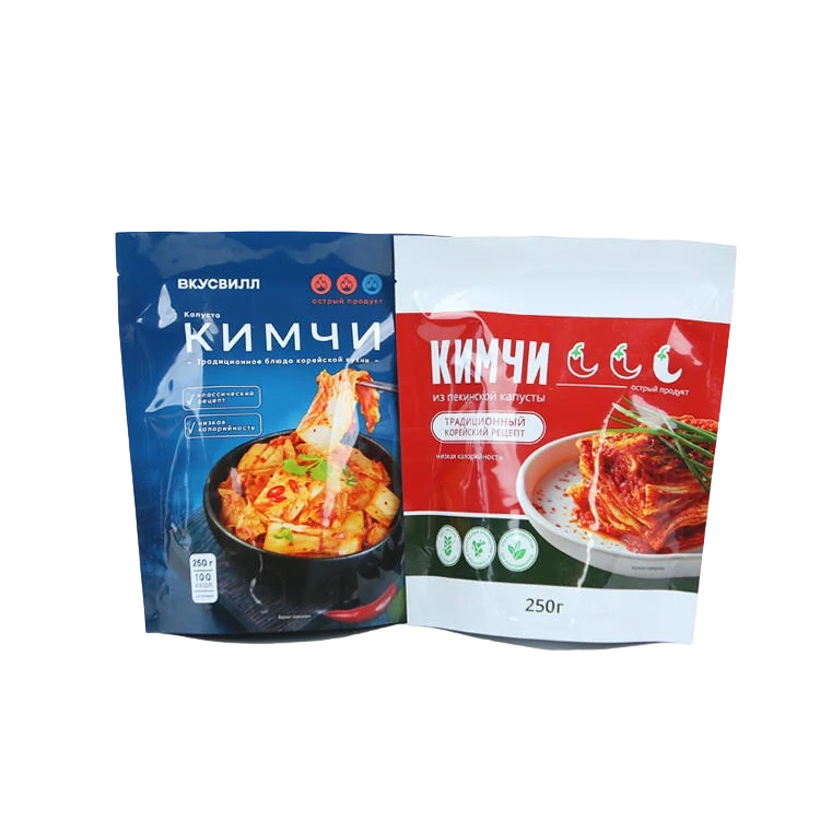 Russian language kimchi fermented food stand up pouches