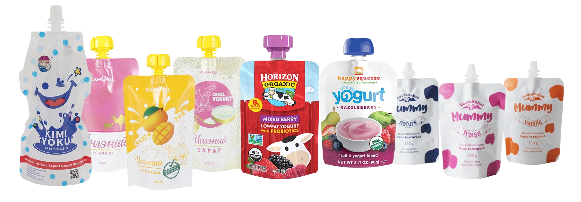 Spout pouches for Yogurt