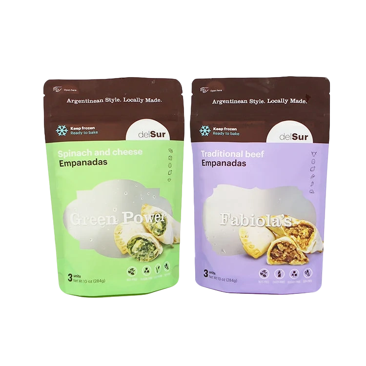 Two flavor frozen empanada printed food pouches