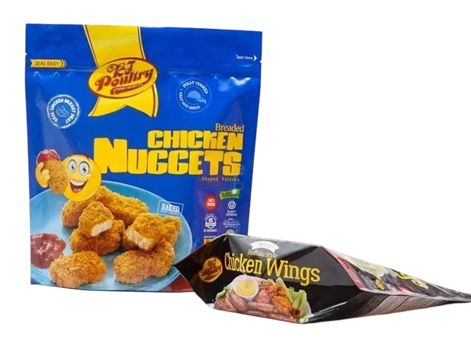 Frozen chicken nuggets and wings resealable food packaging bags
