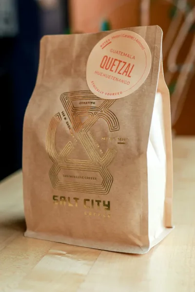 Gold foil printed kraft flat bottom coffee pouch