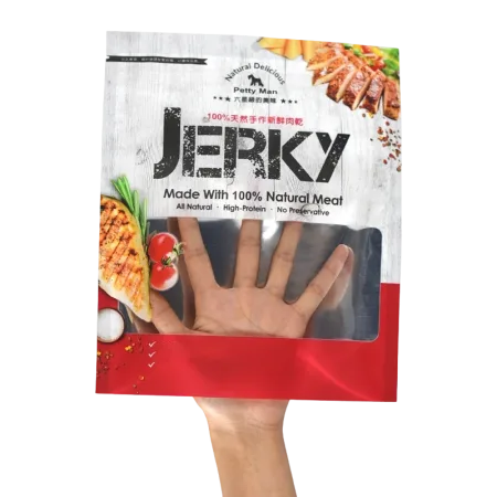 Window beef jerky snack stand up pouch